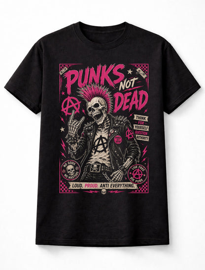 Punks Not Dead Punk Rock Skull Anarchy Rebellion Unisex T-Shirt