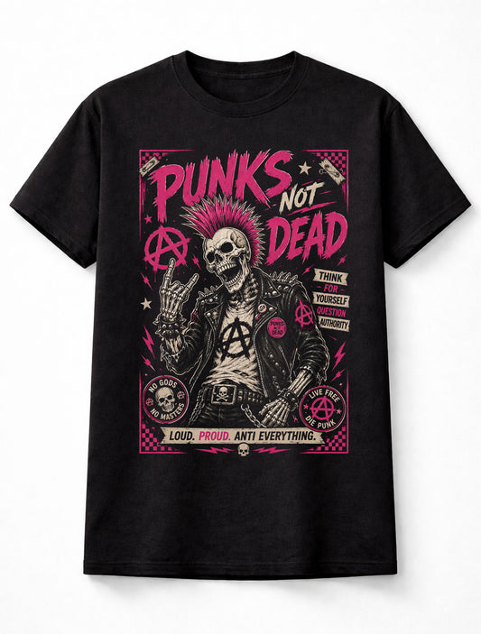 Punks Not Dead Punk Rock Skull Anarchy Rebellion Unisex T-Shirt
