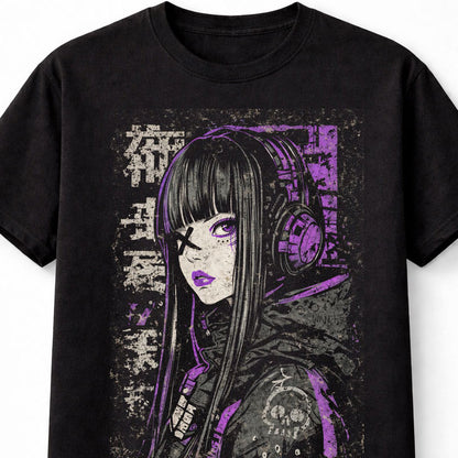 Cyber Girl Japanese Cyberpunk Y2K Retro Techwear Manga Anime Adults & Kids Unisex T-Shirt