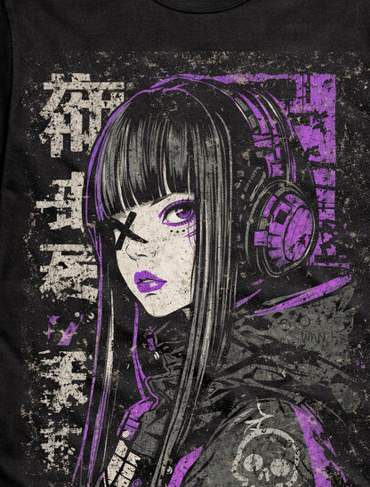 Cyber Girl Japanese Cyberpunk Y2K Retro Techwear Manga Anime Adults & Kids Unisex T-Shirt