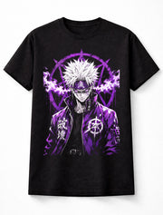 Anime Sorcerer Purple Aura Manga Fantasy Warrior Graphic Unisex T-Shirt