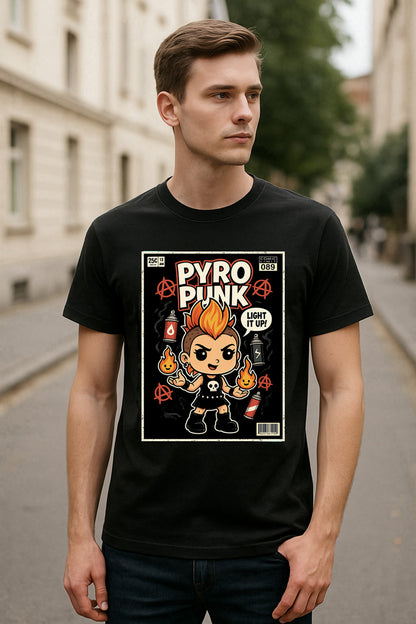 Pyro Punk Unisex T-Shirt Funny Anarchy Anarchist Mohawk Comic Street Tee