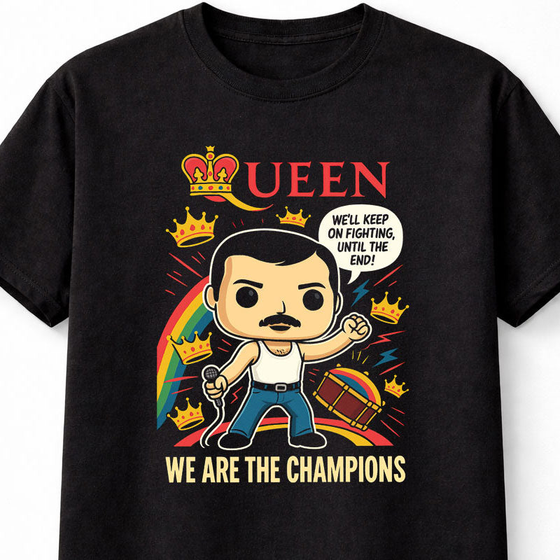 Queen We Are The Champions Fighting Till The End Crown Rainbow Adults & Kids Unisex T-Shirt
