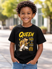Queen We Will Rock You We Are The Champions Graphic T-Shirt Freddie Mercury Rock Band Fan Tee Classic Rock Music Shirt Adult & Kids Unisex T-Shirt