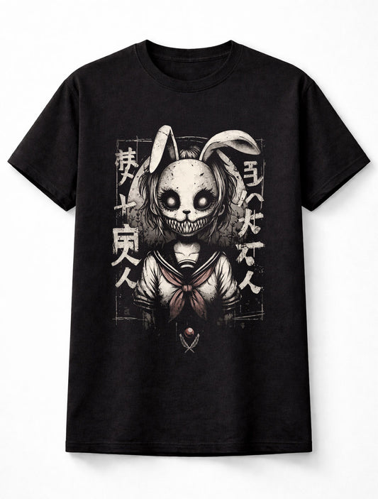 Creepy Bunny Girl Graphic T-Shirt Dark Anime Horror Gothic Tee Adults & Kids Unisex T-Shirt