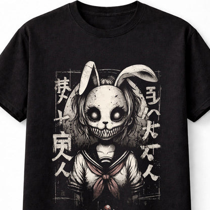 Creepy Bunny Girl Graphic T-Shirt Dark Anime Horror Gothic Tee Adults & Kids Unisex T-Shirt