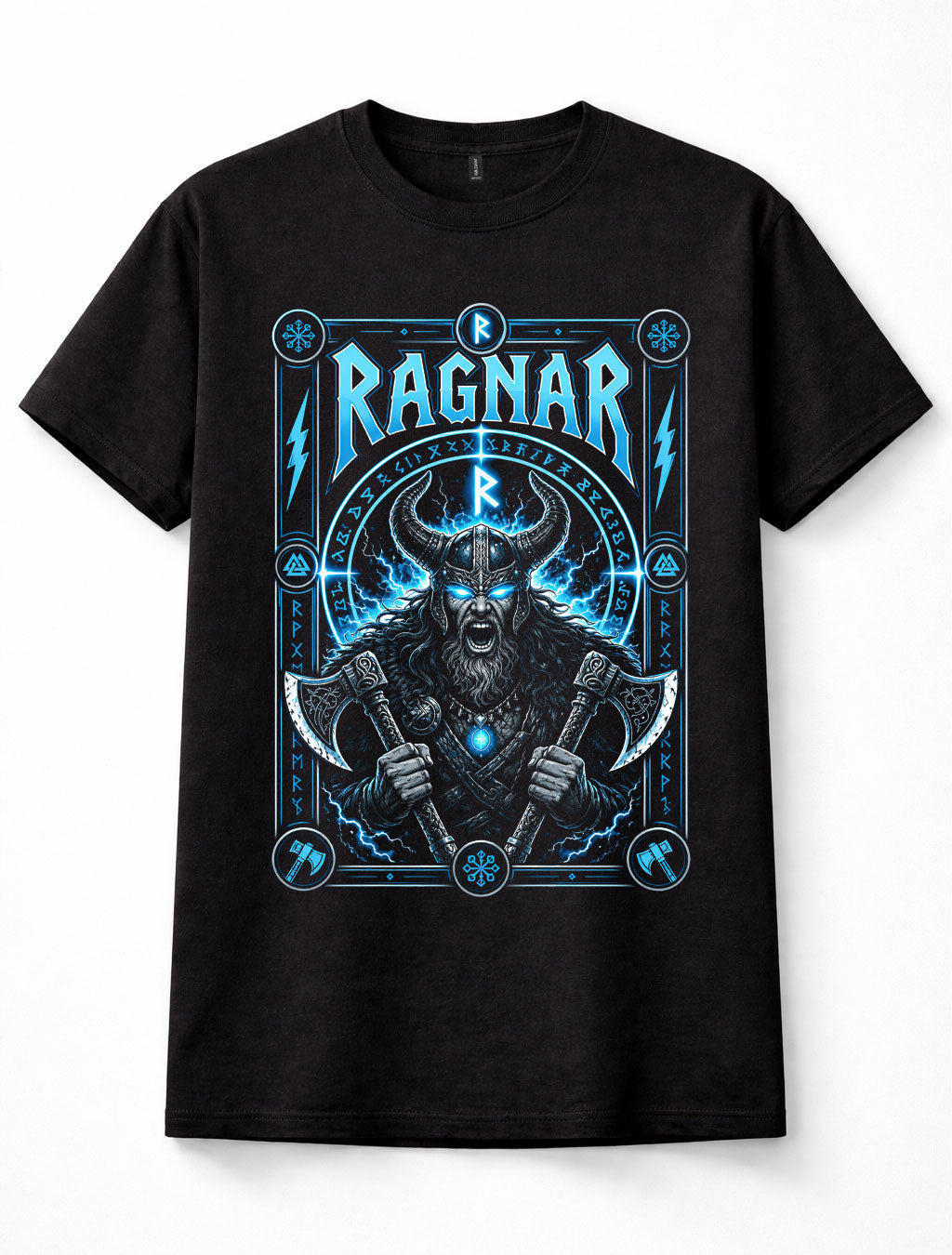Ragnar Viking Warrior Norse Runes Dual Axes Nordic Mythology Unisex T-Shirt