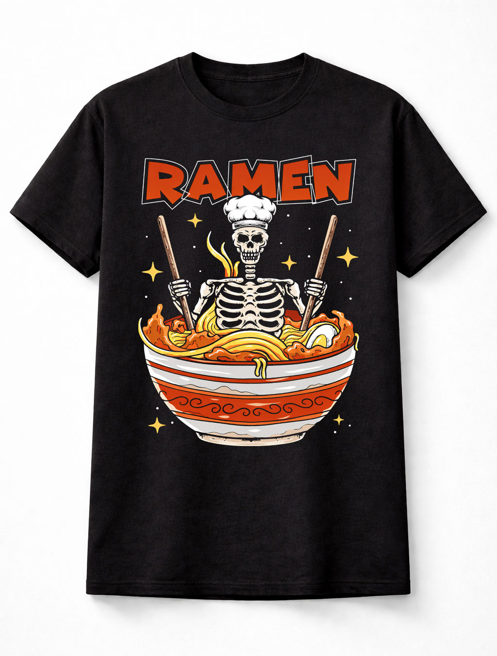 Ramen Skeleton Chef T-Shirt Funny Noodle Lover Graphic Tee Adults & Kids Unisex T-Shirt