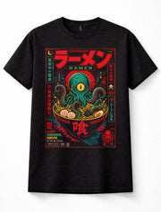Ramen Monster Japanese Octopus Noodles Kaiju Yokai Horror Graphic Unisex T-Shirt