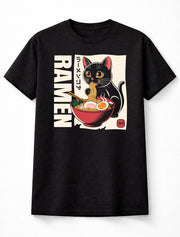 Ramen Cat Graphic Unisex T Shirt Japanese Food Anime Style Cute Adults & Kids Unisex T-Shirt