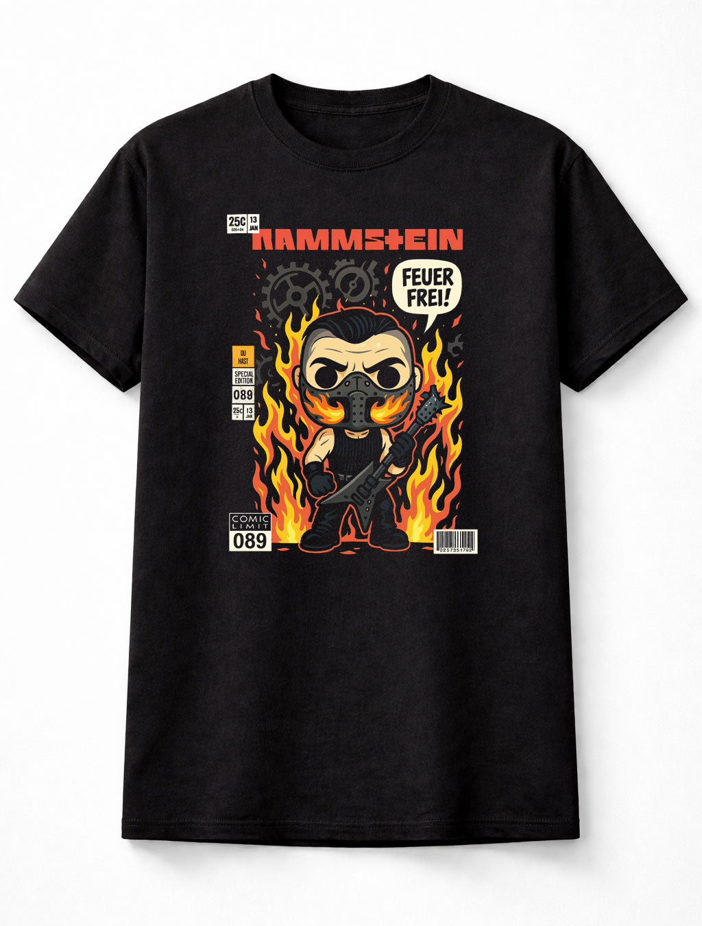 Till Lindemann Rammstein T-Shirt Feuer Frei Metal Unisex Black Graphic Tee