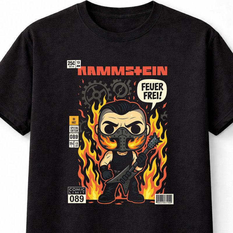 Till Lindemann Rammstein T-Shirt Feuer Frei Metal Unisex Black Graphic Tee