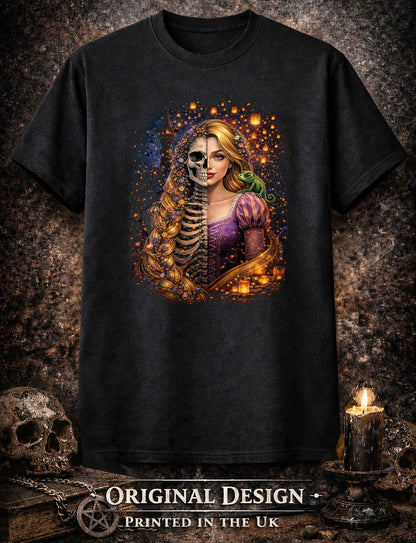 Rapunzel Gothic T Shirt Dark Fairy Tale Skeleton Fantasy Unisex Graphic Tee