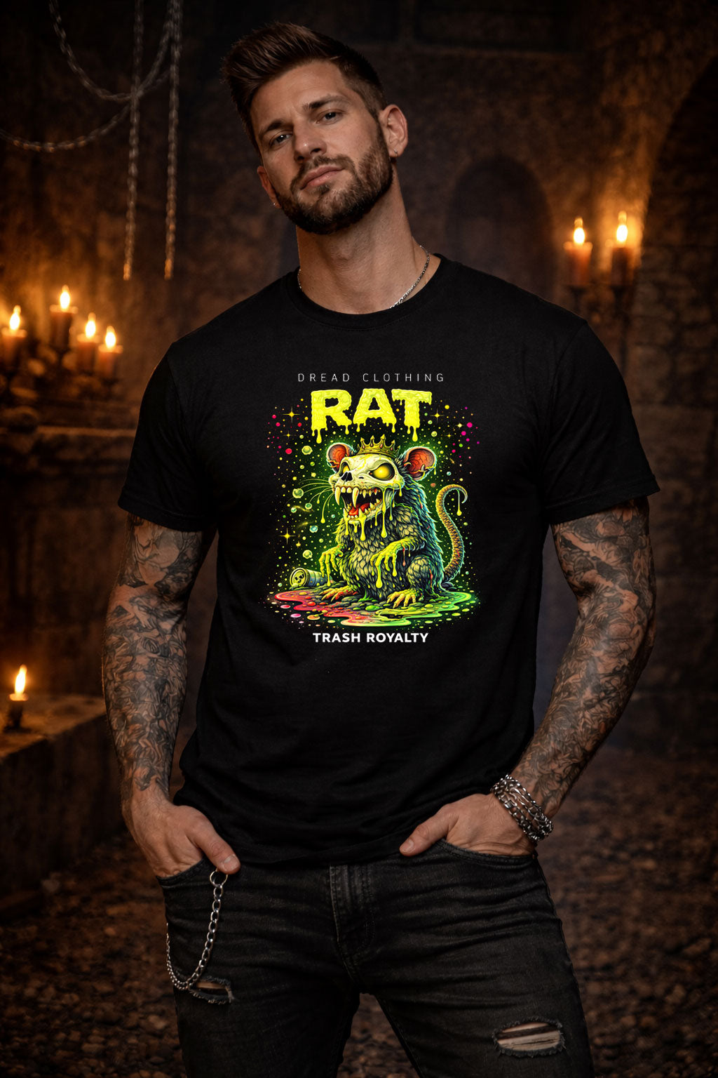 Rat Trash Royalty Unisex Toxic Gothic Sewer Punk Creature Graphic T-Shirt