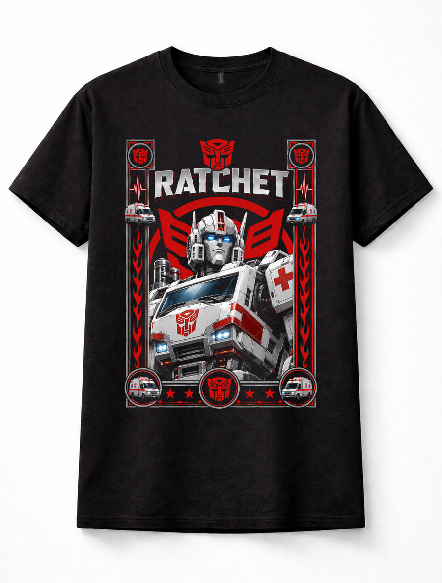 Transformers Ratchet Autobot Medic Ambulance Robot Cybertron Black Unisex T-Shirt