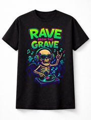 Skeleton DJ Rave From The Grave Halloween Graphic Unisex T-Shirt