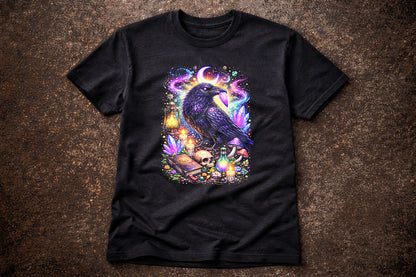 Mystic Raven Occult Art Psychedelic Trippy Gothic Unisex Graphic T-Shirt