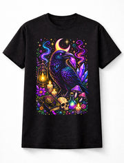 Mystic Raven Gothic Witchcraft Crystal Moon Graphic Unisex T-Shirt