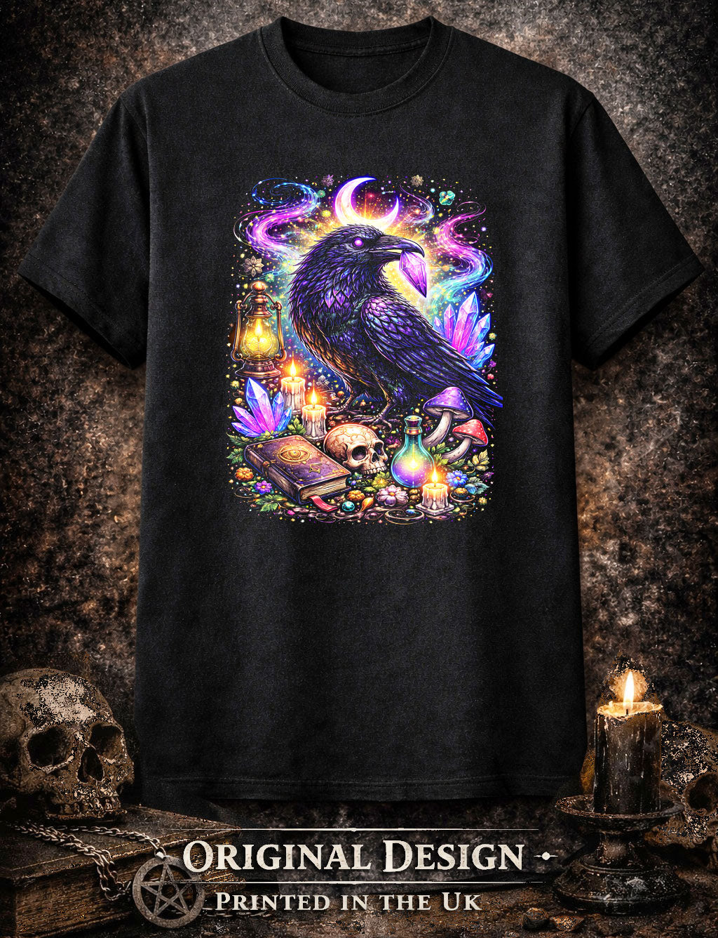 Mystic Raven Occult Art Psychedelic Trippy Gothic Unisex Graphic T-Shirt
