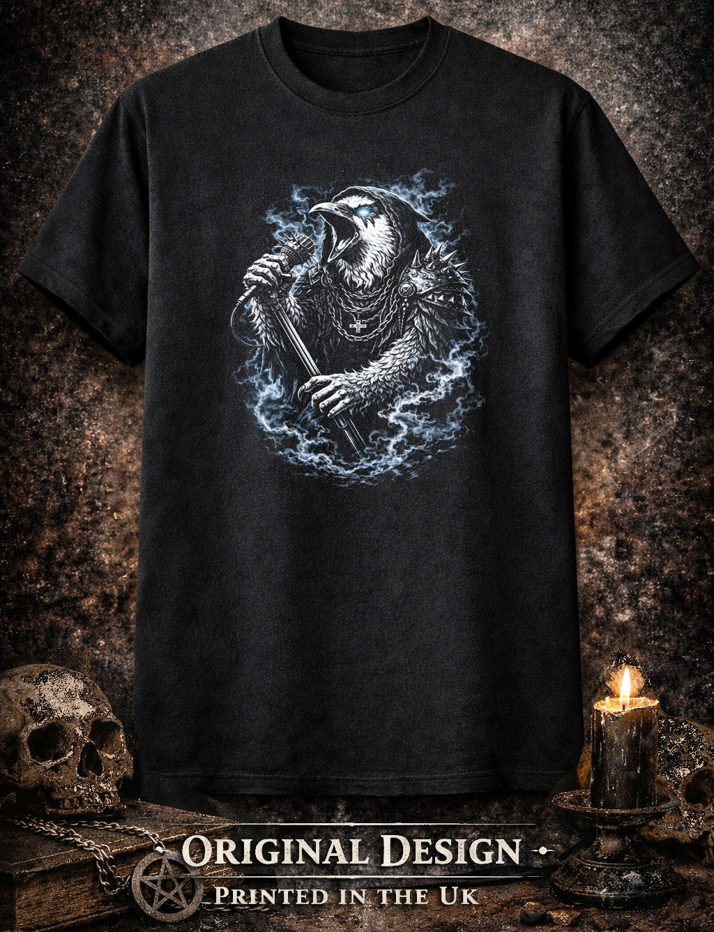 Raven Heavy Metal Rocker Unisex Graphic T-Shirt Gothic Singer Bird Music Art Tee