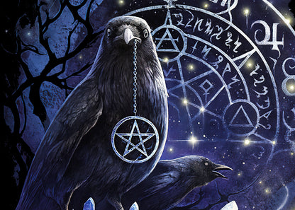 Raven Skull Pendant Run T Shirt Gothic Raven Dark Fantasy Occult Tee