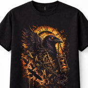 Raven Hourglass Clock Gothic Dark Fantasy Mystery Unisex T-Shirt