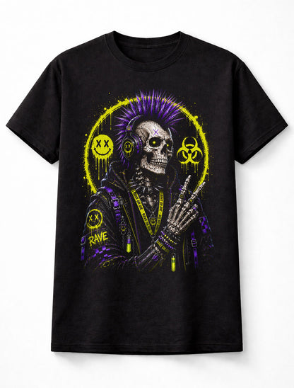 Punk Skeleton Rave DJ Gothic Skull Halloween Unisex T-Shirt