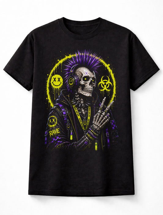 Punk Skeleton Rave DJ Gothic Skull Halloween Unisex T-Shirt