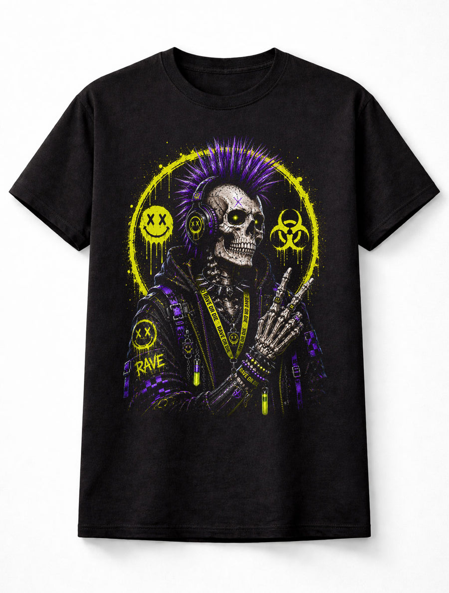 Punk Skeleton Rave DJ Gothic Skull Halloween Unisex T-Shirt