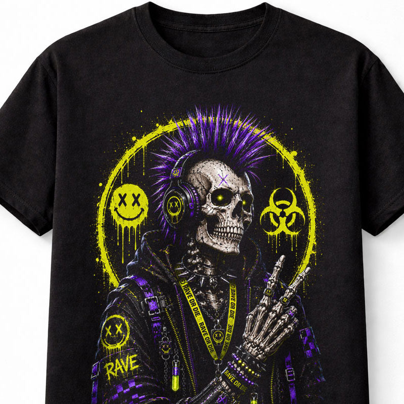 Punk Skeleton Rave DJ Gothic Skull Halloween Unisex T-Shirt