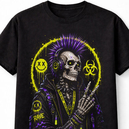 Punk Skeleton Rave DJ Gothic Skull Halloween Unisex T-Shirt