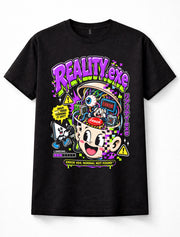 Reality EXE Error 404 Glitch Tech Funny Cartoon Cyberpunk Unisex T-Shirt