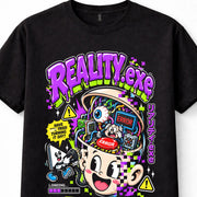 Reality EXE Error 404 Glitch Tech Funny Cartoon Cyberpunk Unisex T-Shirt