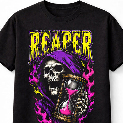 Reaper Hourglass Grim Skeleton Gothic Horror Graphic Unisex T-Shirt