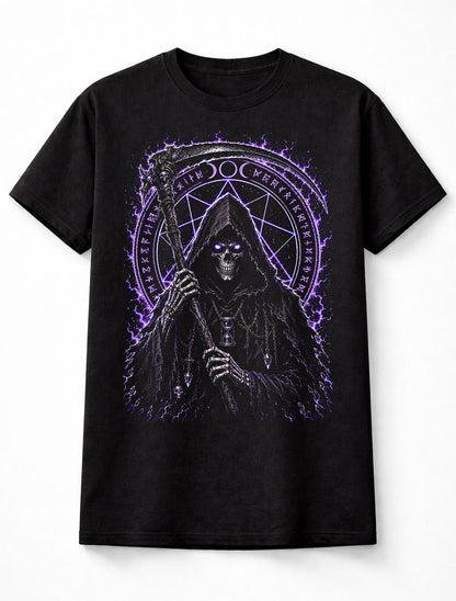Grim Reaper Gothic Horror Occult Skeleton Black Unisex T-Shirt