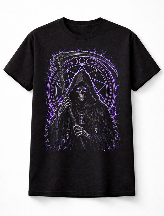 Grim Reaper Gothic Horror Occult Skeleton Black Unisex T-Shirt