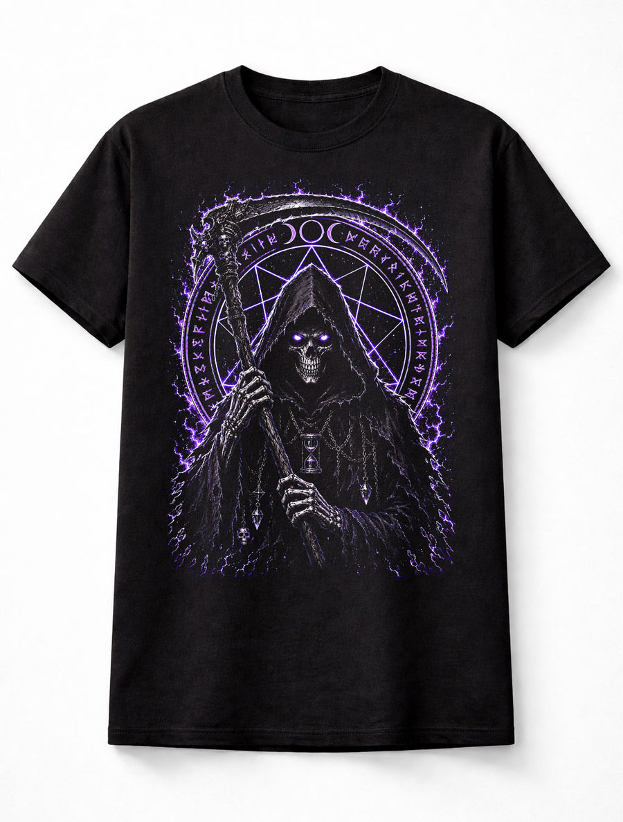 Grim Reaper Gothic Horror Occult Skeleton Black Unisex T-Shirt