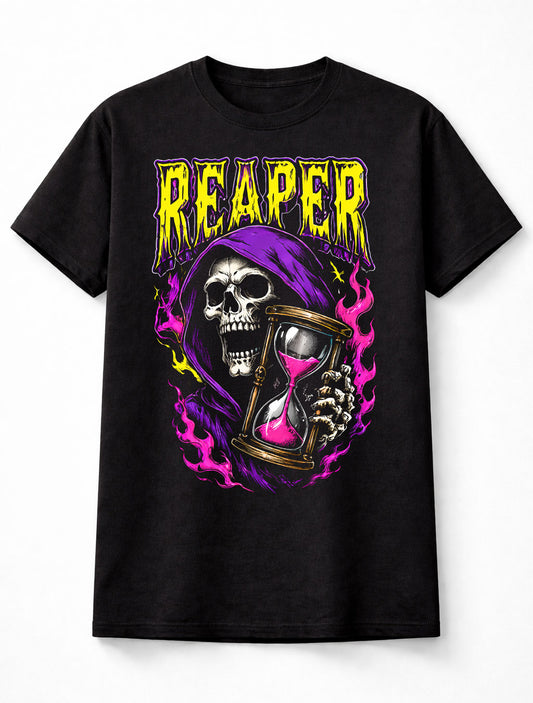 Reaper Hourglass Grim Skeleton Gothic Horror Graphic Unisex T-Shirt