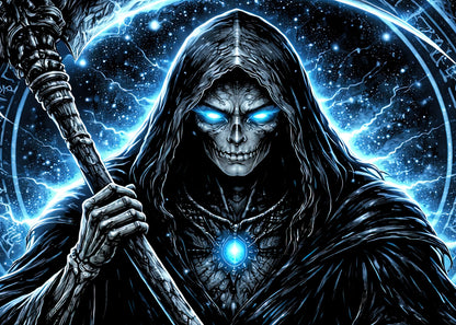 Grim Reaper T-Shirt Arcane Death Mage Rune Circle Dark Fantasy Gothic