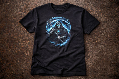 Grim Reaper T-Shirt Arcane Death Mage Rune Circle Dark Fantasy Gothic
