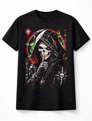 Anime Grim Reaper Shush Skeleton Gothic Horror Manga Graphic Unisex T-Shirt