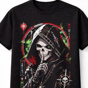 Anime Grim Reaper Shush Skeleton Gothic Horror Manga Graphic Unisex T-Shirt