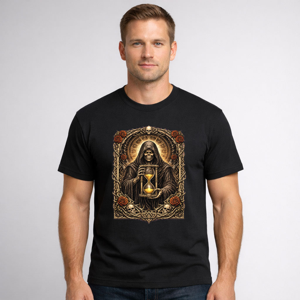 Sands of Fate Reaper Unisex T-Shirt Grim Hourglass Gothic Art Tee