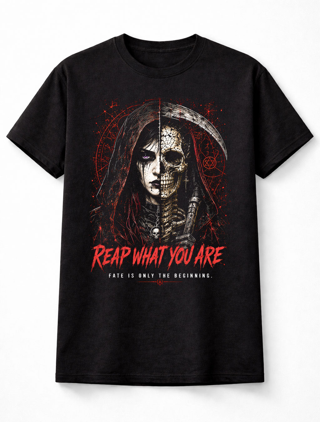 Reap What You Are Grim Reaper Skeleton Gothic Horror Art Unisex T-Shirt