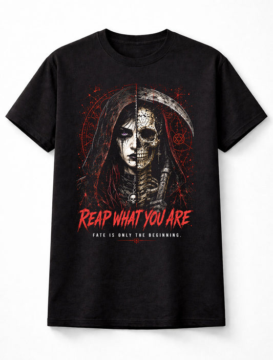 Reap What You Are Grim Reaper Skeleton Gothic Horror Art Unisex T-Shirt