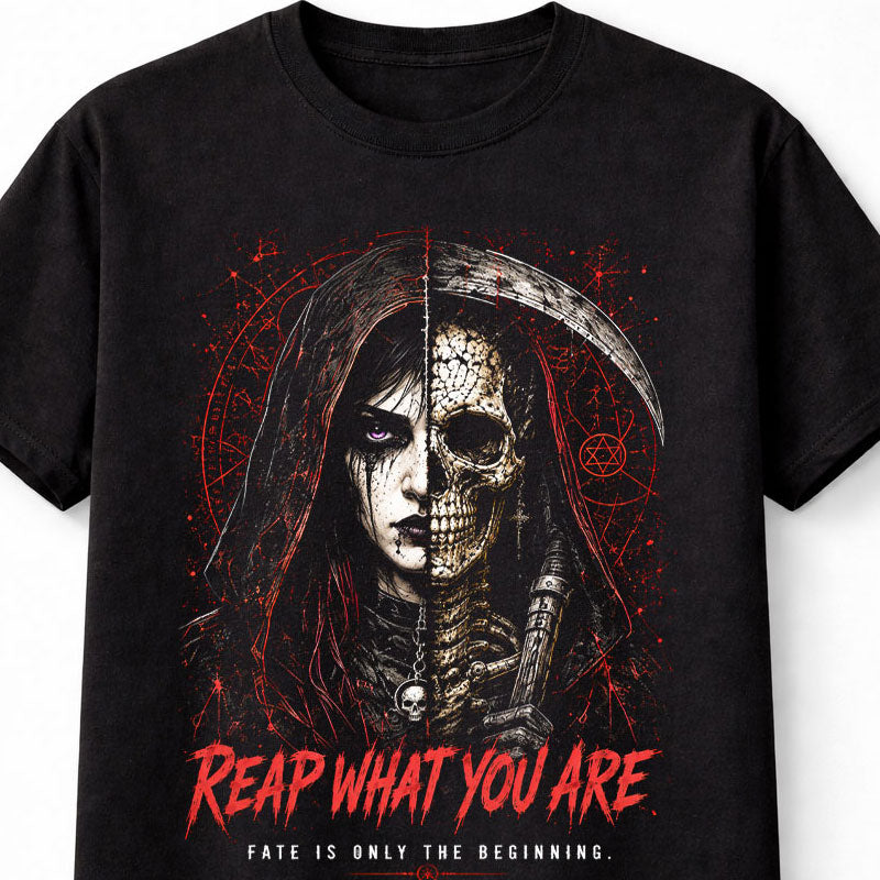 Reap What You Are Grim Reaper Skeleton Gothic Horror Art Unisex T-Shirt
