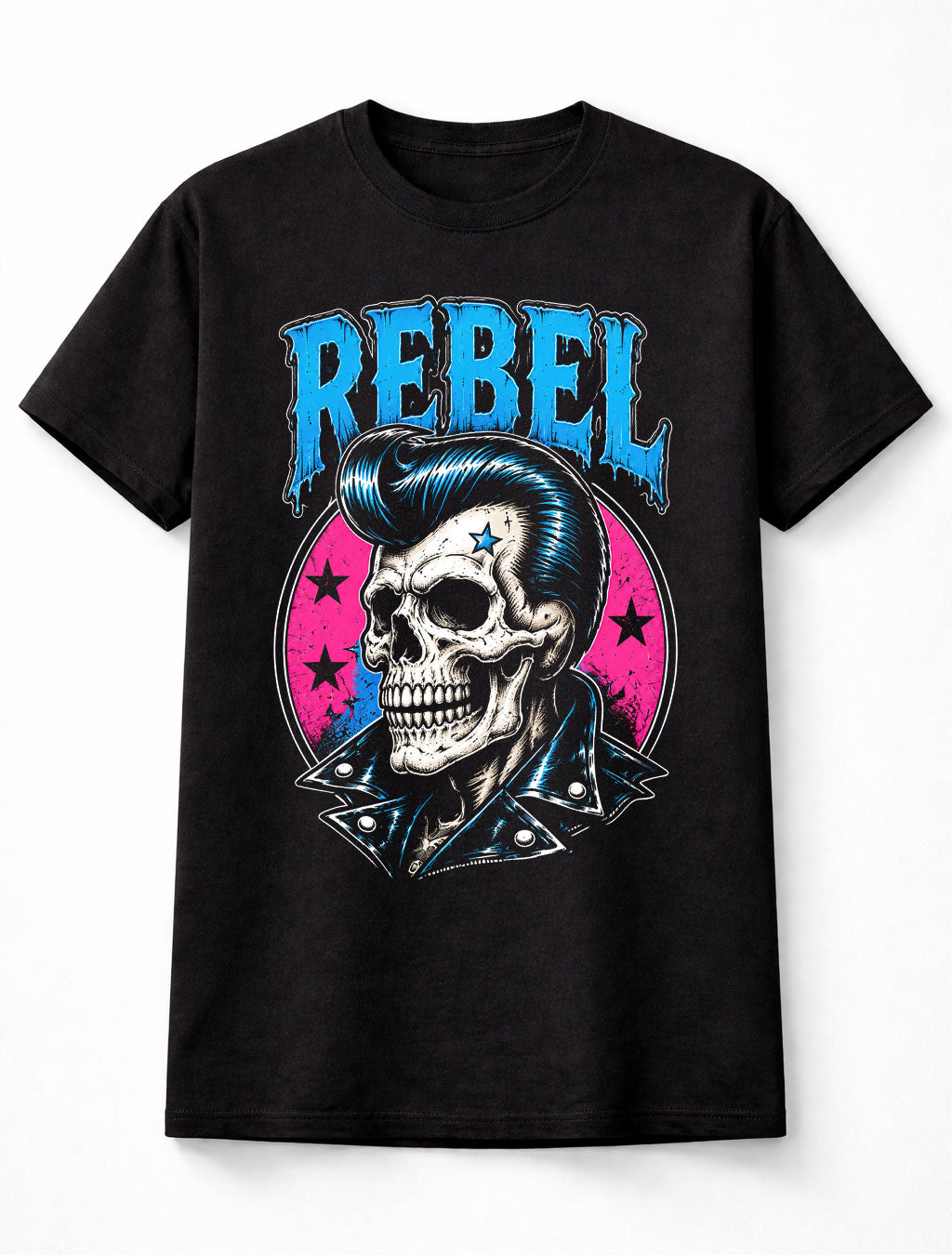 Rebel Rockabilly Skull Greaser Retro Punk Graphic Unisex T-Shirt