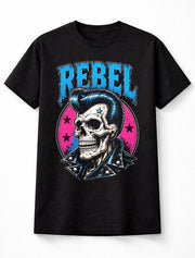 Rebel Rockabilly Skull Greaser Retro Punk Graphic Unisex T-Shirt