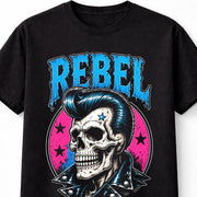 Rebel Rockabilly Skull Greaser Retro Punk Graphic Unisex T-Shirt