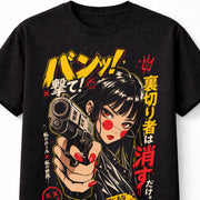 Anime Gun Girl Manga Japanese Graphic Cyberpunk Unisex T-Shirt